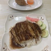 Duck over rice and chick'n drumstick  at Ruean Thong Veg Food in Hua Hin