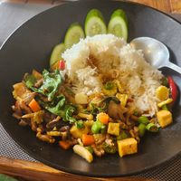 Pad-ka-prao at All Vegan Cafe' Restaurant in Phuket
