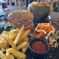 Chicken cheese burger, incredible  at All Vegan Cafe' Restaurant in Phuket