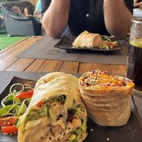 Cesar salad wrap and Mexican wrap shared with boyfriend   at All Vegan Cafe' Restaurant in Phuket