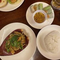 Banana blossom salad and fresh spring rolls  at Khmer Taste Restaurant in Siem Reap