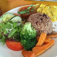 Vegetarian rice and beans plate.  at La Nena in Cocles