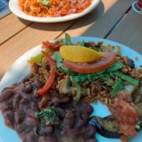 Combo plate spilt in 2 at DaDeo Restaurant in Edmonton