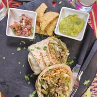 Veg burrito (without cheese and sour cream) at Taco y Chela in Santa Marta