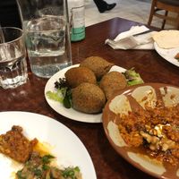 Veg kibbeh and Muhammara  at Shamiat Authentic Syrian Restaurant in Northcote