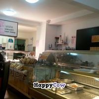 counter mistrys at Mistrys Vegetarian Cafe in Bolton