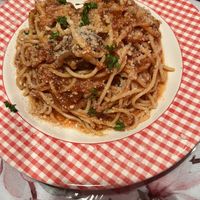 Spaghetti comes with meatballs  at Vida Cafe in Fort Worth