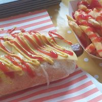 Hot dog and chips at Doghouse in York