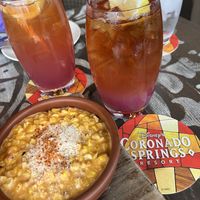 Roasted Corn Dip & Prickly Pear Té Limonadas  at Walt Disney World - Three Bridges in Lake Buena Vista