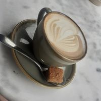 Cappuccino with oat milk at Cafe Pomegranate in The Hague