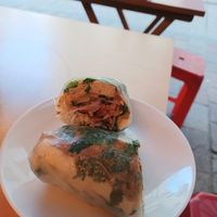 Saté tofu rice paper roll at Knees To Chin in Ghent