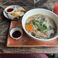 Crispy Dumplings, Pho soup & Strawberry lemonade   at Chay Chay by royals and rice in Muenster