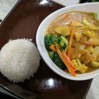 Vegetarian curry on rice at Taste of Saigon in Calgary