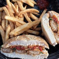 Vegan Vienna chicken sandwich   at Toast Coffee + Kitchen in Long Beach
