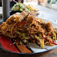 Yakisoba w/ tempe  at El Búho in San Marcos La Laguna