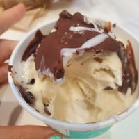 Vanilla soft serve with espresso chocolate at La Diperie in St Petersburg