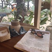 Menu/beach settingg  at PLNT+HRVST in El Nido