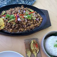 Sizzling tofu & Mushroom sisig  at PLNT+HRVST in El Nido