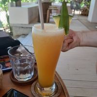 Yellow watermelon shake at PLNT+HRVST in El Nido
