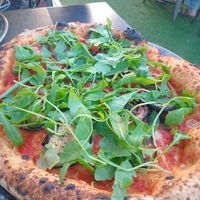 Pizza vegetaria with vegan mozzarella at Eteria in Posada