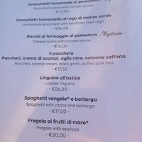 Menue after 6pm at Eteria in Posada