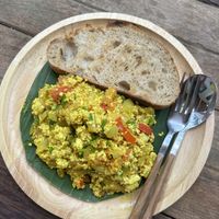 Scrambled tofu, really nice!!  at Lotus Corner Vegan and Plant Based B&B in Luang Prabang