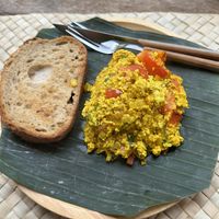 Scrambled tofu  at Lotus Corner Vegan and Plant Based B&B in Luang Prabang