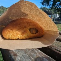 Sausage and mustard croissant at Chuchu Bakehouse  in Dunedin