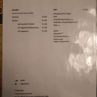 Food menu at Tillis Spielecafè in Jena