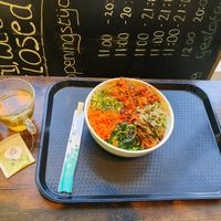 Vegan Tofu bibimbap at Migag Korean Street Food in Gouda