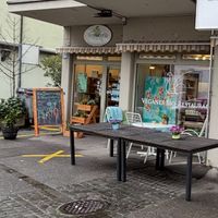Store front connected to The Sacred vegan restaurant   at Vegelateria in Zurich