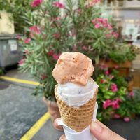 Orange + Stracciatella  at Vegelateria in Zurich