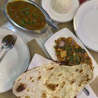 Fried tofu with cashews, mushroom matter, rice and naan   at Govinda's Restaurant in Phuket