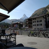 The view from one of the outdoor tables at Zermatt Kitchen in Zermatt
