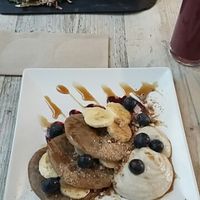 Breakfast wrap and pancakes  at Nama Artisan Raw Foods in West London