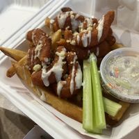 Buffalo shrymp with slaw and chips   at Oh My Cod - Vegan Seafood in Palm Coast