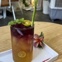 Butterfly pea kumquat iced teaa  at 25s Cafe in Hoi An