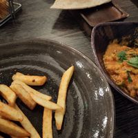 Masala chips and dish at Nu Delhi Restaurant Lounge in Belfast