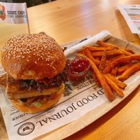 Vegan burger and sweet potatoes   at Dobré časy in Vysoke Tatry