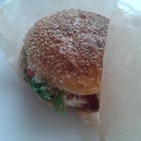 Mushroom burger at Marrakesh Cafe in Warsaw