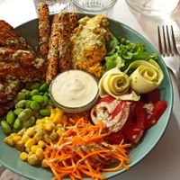The tempeh bowl that was really good, was my first time trying tempeh at Le Lapin Noir in Rennes