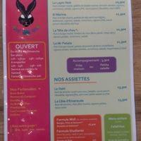Menu as of March 2026 at Le Lapin Noir in Rennes