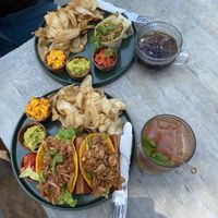 Jackfruit hard shell taco and burrito. Ice americano and mango ice tea  at Abrazo in Trincomalee