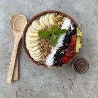 Smoothie bowl- made vegan with removing the Nutella to the side   at Abrazo in Trincomalee