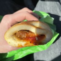 Vegan sausage roll  at Q8 in Korsoer