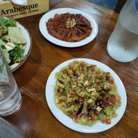Muhammara, baba ghanoush at Restorant Arabesque in Tirana