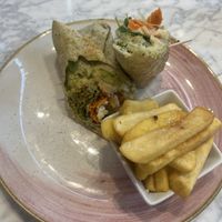 Vegan wrap and chips  at Rosas Cafe in Malaga