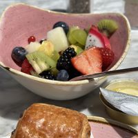 Fruit so sweet - served in fresh orange juice   at Rosas Cafe in Malaga