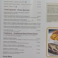 Menu at Mattarello in Bologna