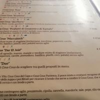 Cous Cous menu at Ristorante Profumi Di Cous Cous in San Vito Lo Capo